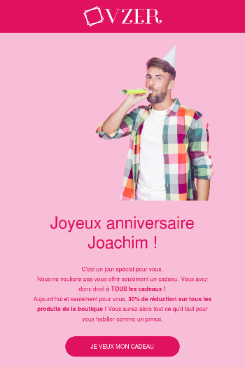 Exemple email anniversaire