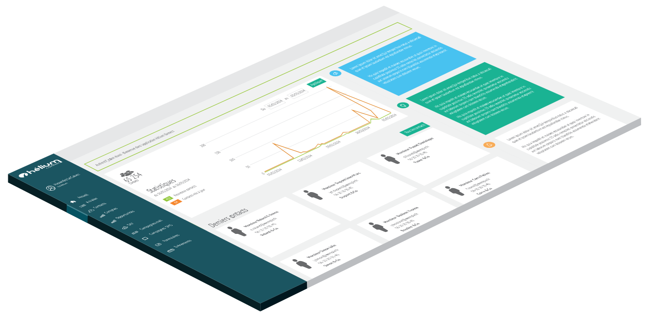 visuel plateforme de crm marketing Hélium Connect en 3d